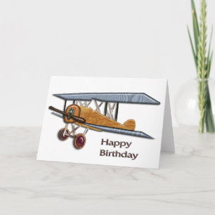 Trä Biplan Birthday Kort