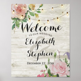 Trä blomsterljus bröllop välkomst mottagning skylt
