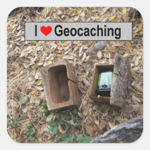Trä boxas skinnet: Geocaching Fyrkantigt Klistermärke