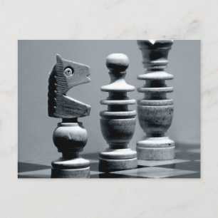 Trä Chess Board Game Biet Figurer Vykort