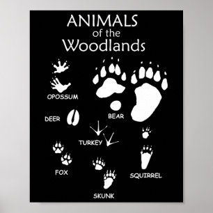 Trä Cute Animal Paw Skriv ut Poster