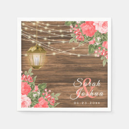 Trä, deltråd och korallblomma pappersservett