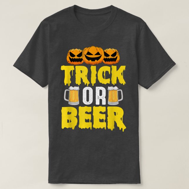 Trä eller öl, knumpkin Drinking Beer Funny Hallowe T Shirt (Design framsida)