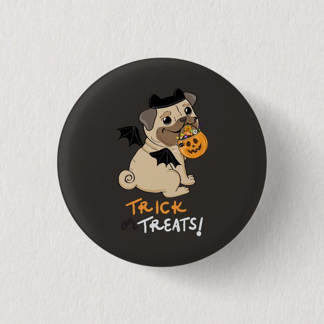 Trä eller Treug Pug Costume Knapp (Framsida)
