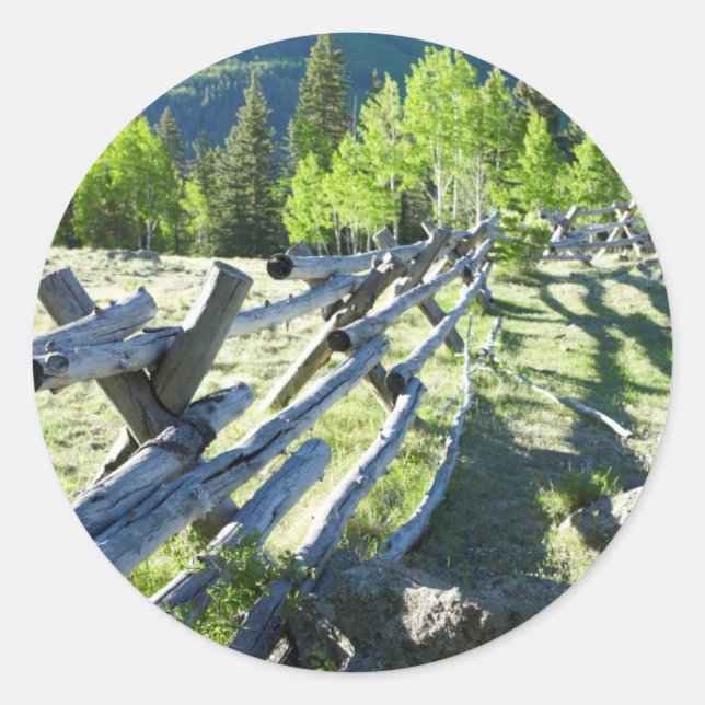 Trä Fenceline Runt Klistermärke (Framsida)
