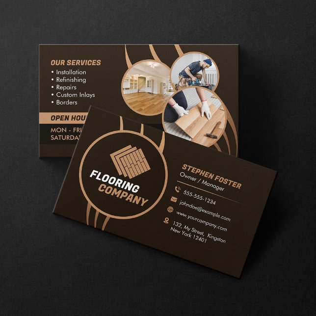 Trä Flooring Services Commercial Golv & Tile Visitkort (Skapare uppladdad)