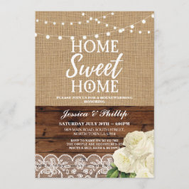 Trä för Burlap för inflyttnings- hem för party Inbjudningar