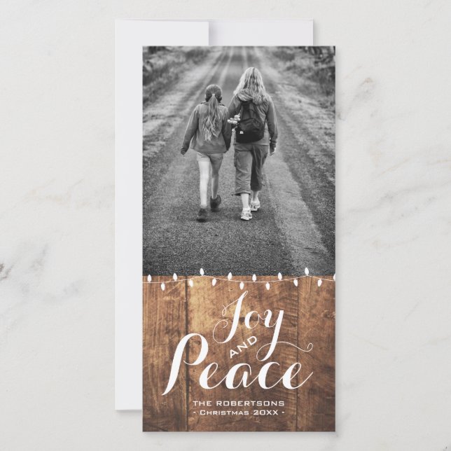 Trä för fotoet för önskemål för glädjefredjul julkort (Framsida)