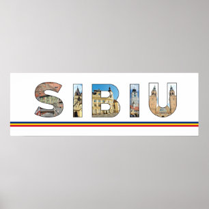 tra för symbol för text för landmark för sibiu poster