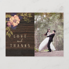 Trä Foto Bröllop Tack Vykort