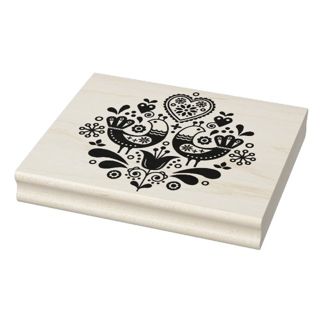 Trä Frimärke - Skandinaviska folkkonst Mönster Bir Stämpel (Stämpel)