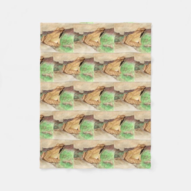 Trä Frog Watercolor Fleecefilt (Framsidan)