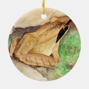 Trä Frog Watercolor Julgransprydnad Keramik