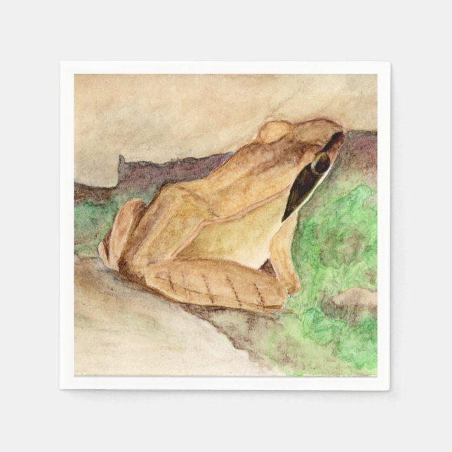 Trä Frog Watercolor Pappersservett (Framsidan)