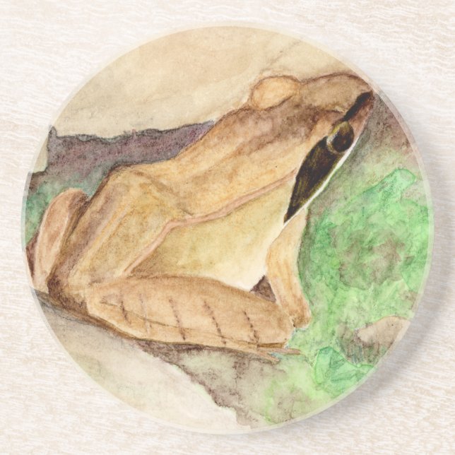 Trä Frog Watercolor Underlägg (Framsidan)