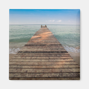 Trä gå vägen och havet i sommar magnet