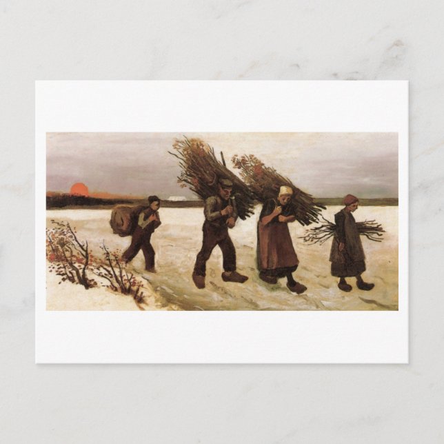 Trä Gatherers in Snö Van Gogh Fine Art Vykort (Framsida)