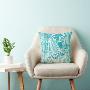 Trä Grain Aqua Mönster Pillow Kudde