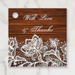 Trä Grain & Elaborate Blommigt Snöre Bröllop Gåvor Etiketter