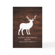 Trä Grain och White Stag | Julhälsningar kort