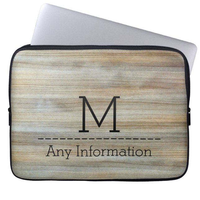 Trä Grain Struktur Monogram #2 Laptop Sleeve (Framsidan)