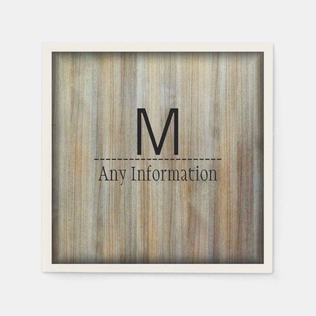 Trä Grain Struktur Monogram #2 Pappersservett (Framsidan)
