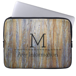 Trä Grain Struktur Monogram #4 Laptop Fodral