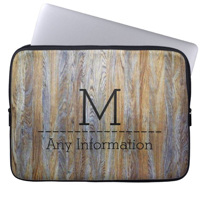 Trä Grain Struktur Monogram #4 Laptop Fodral (Framsidan)