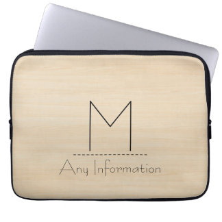 Trä Grain Struktur Monogram Laptop Sleeve