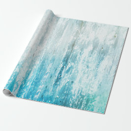 Trä Grain Teal White Rustic Struktur Decoupage Presentpapper