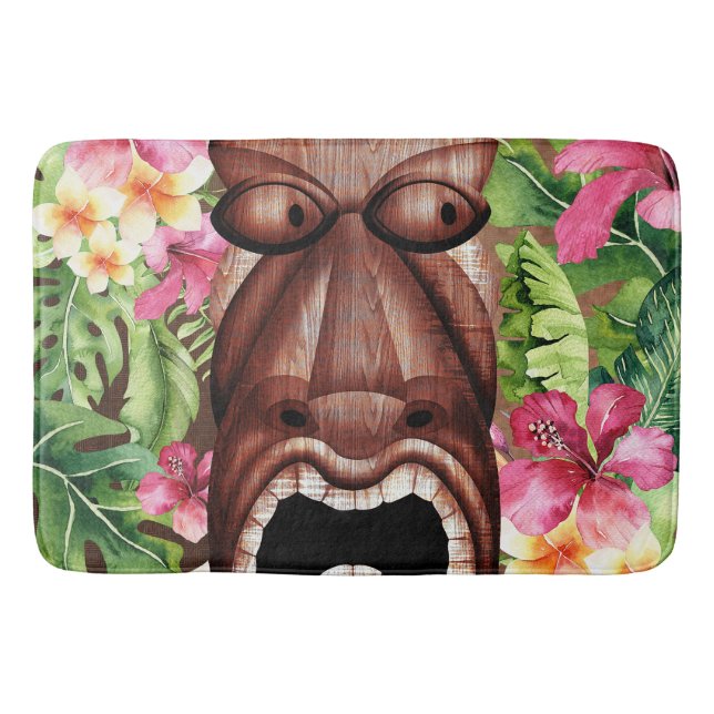 Trä hawaiianskt Tiki Luau sommar tropisk Badrumsmatta (Framsidan)