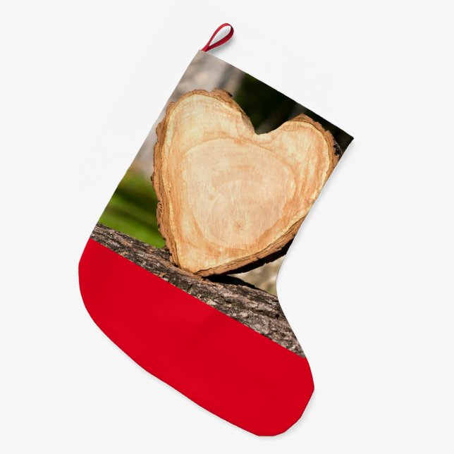 Trä hjärta stor julstrumpa (Framsidan (Hängande))