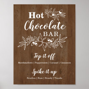 Trä Hot Chocolate Bar Meny Bröllopsfest Poster