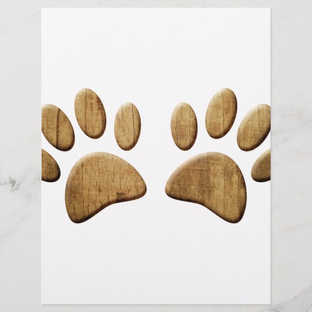 Trä Hund Paw-utskrift (Framsida)