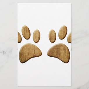Trä Hund Paw-utskrift Brevpapper