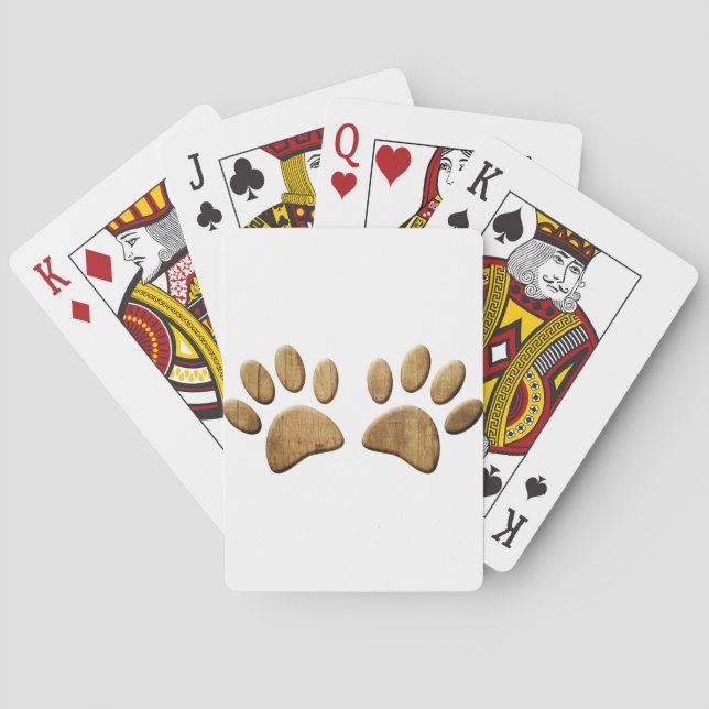 Trä Hund Paw-utskrift Casinokort (Baksidan)