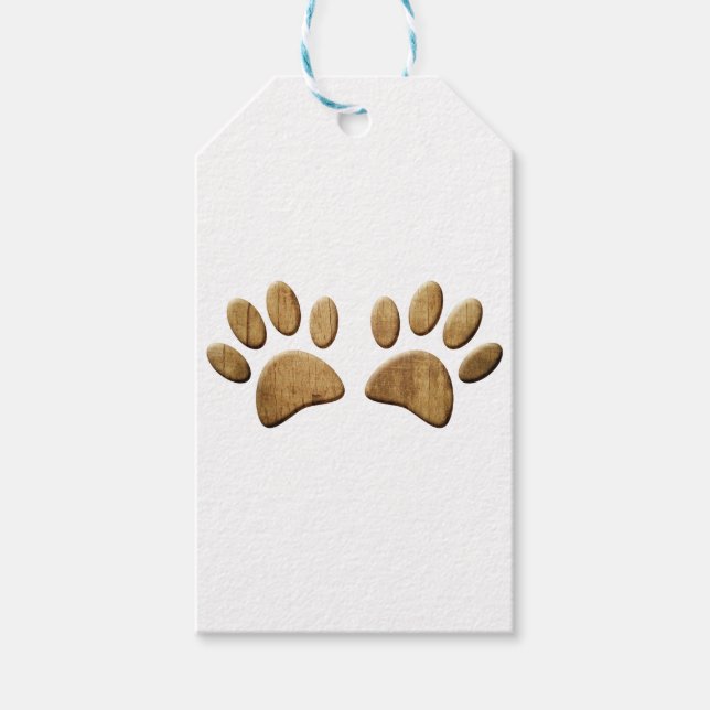 Trä Hund Paw-utskrift Presentetikett (Framsidan)