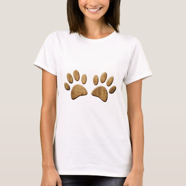Trä Hund Paw-utskrift T-shirt (Framsida)