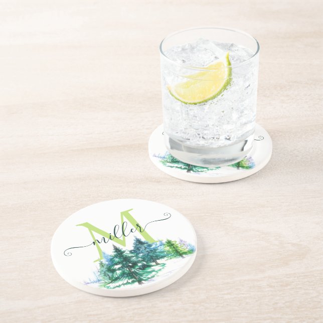 Trä i akvarellteknik personlig coaster underlägg (Sidan)