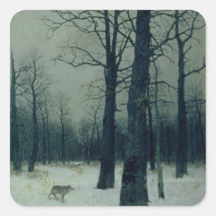 Trä in Winter, 1885 Fyrkantigt Klistermärke