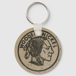 Trä Indian Head Nickle, lägg till text Magnet Nyckelring
