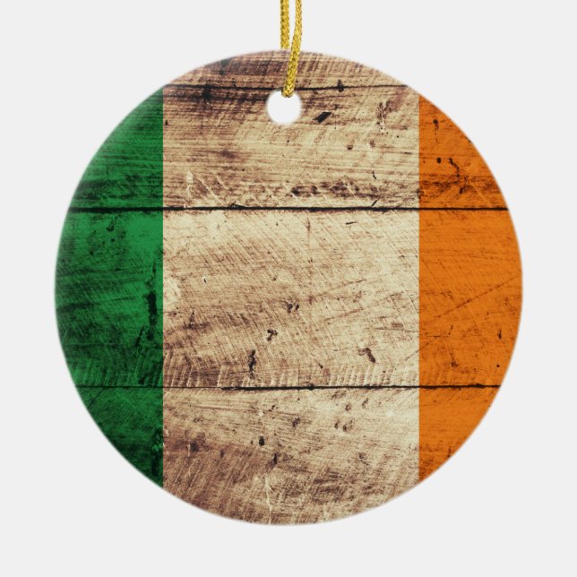 Trä Ireland Flagga Julgransprydnad Keramik (Framsidan)