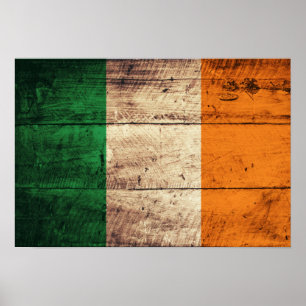 Trä Ireland Flagga Poster