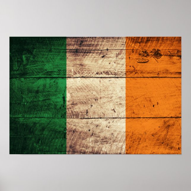Trä Ireland Flagga Poster (Framsidan)