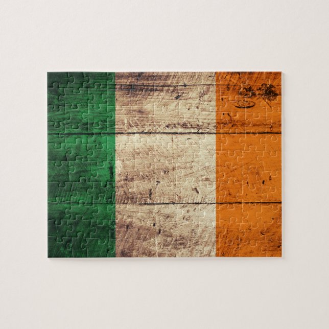 Trä Ireland Flagga Pussel (Horisontell)