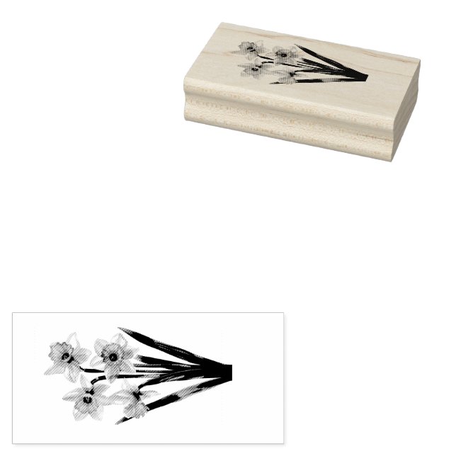 Trä konst stämpel vår narcissus (Stämplad)