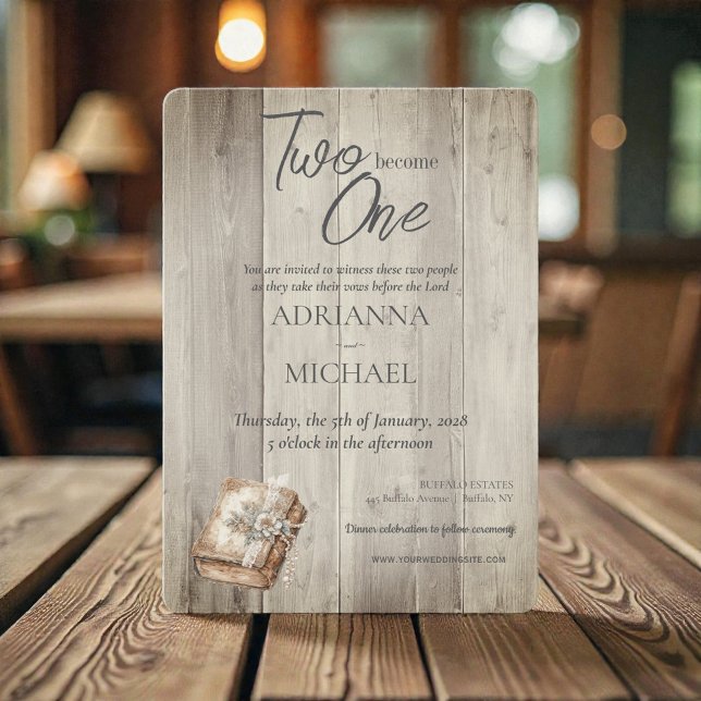 Trä Kristna Två Blir Ett Inbjudningar (Skapare uppladdad)