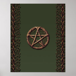 Trä Kvists Pentaklet Olivgrön Wicca Poster