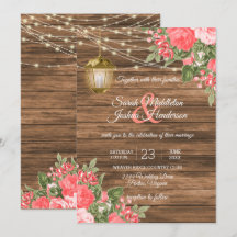 Trä, langar och korallblommor Bröllop