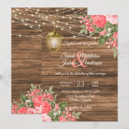 Trä, langar och korallblommor Bröllop Inbjudningar
